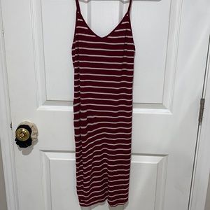 “4 for 20” Forever 21 Stripped Spaghetti Strap Midi dress in Burgundy